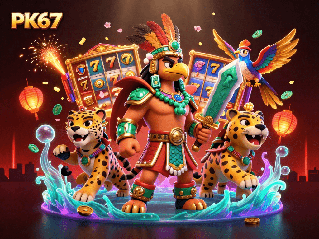 Experience thrilling slots with PK67 featuring Aztec warriors and dynamic game elements.