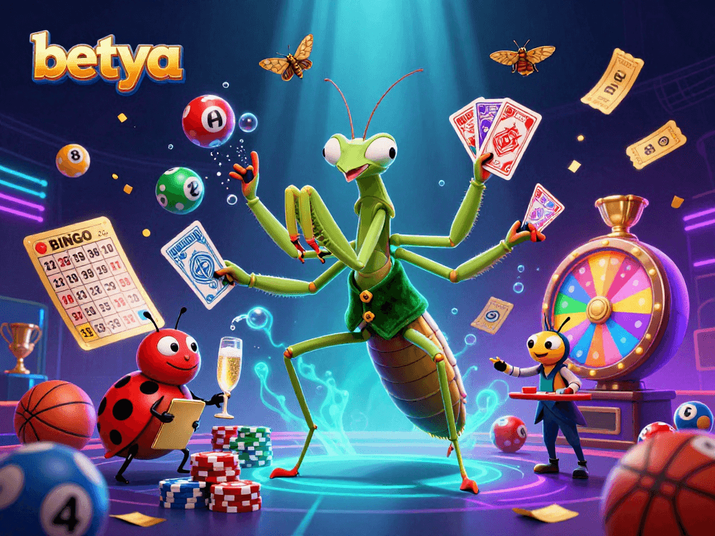 Experience energetic sports betting action with betya's animated characters and colorful game elements.