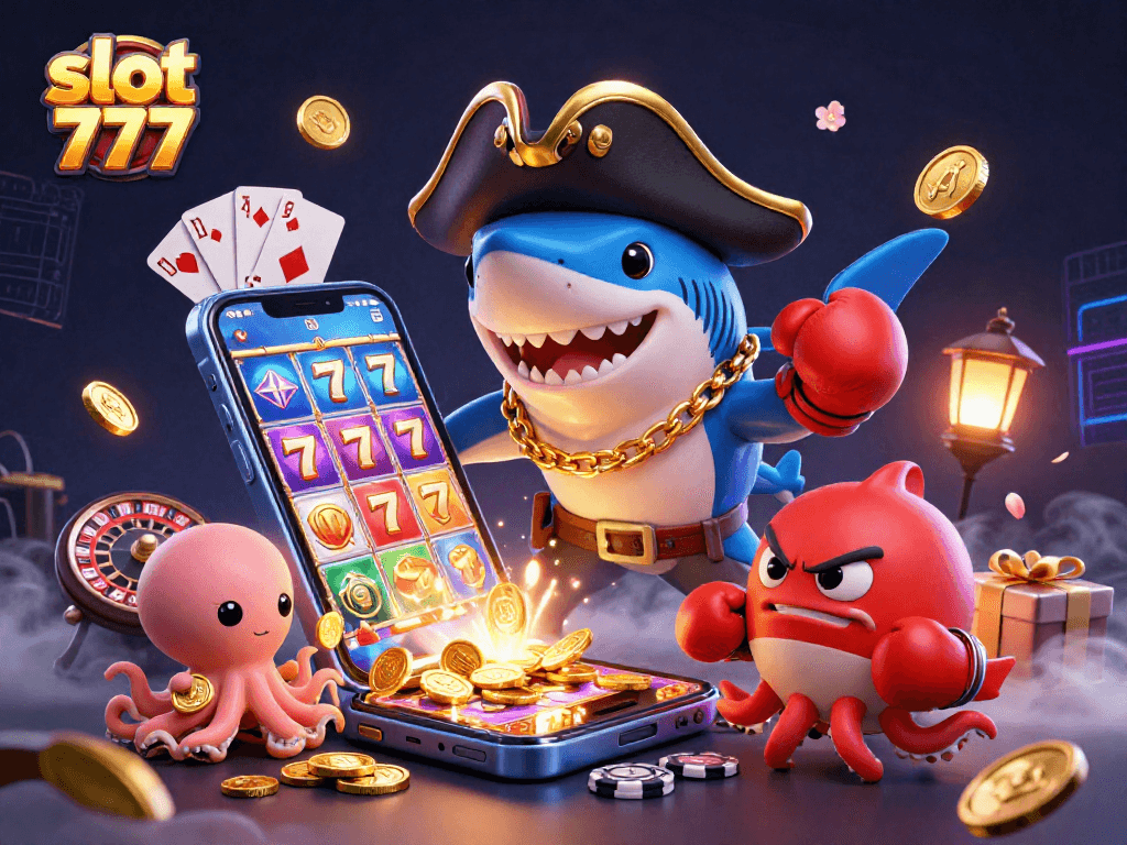 Spin to win with slot 777 as a pirate shark, pufferfish, and octopus join the fun!