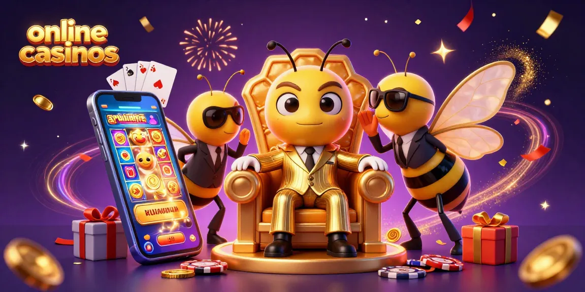 Experience vibrant online casinos with a bumblebee mob boss and dynamic game elements.