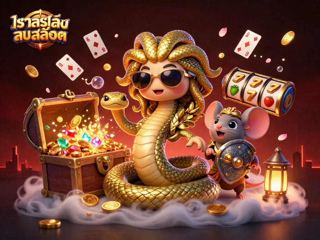 Play ทดลองเล่นสล็อต with Medusa and treasure in an exciting 3D casino scene.