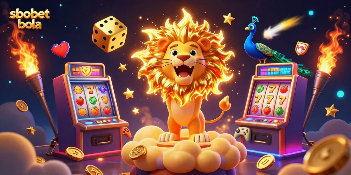 Experience sbobet bola casino gameplay with vibrant slot machines and dynamic characters.