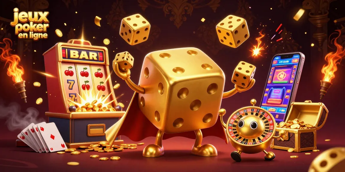 Explorez les jeux poker en ligne avec une ambiance dynamique, des éléments de poker et des gains en or.
