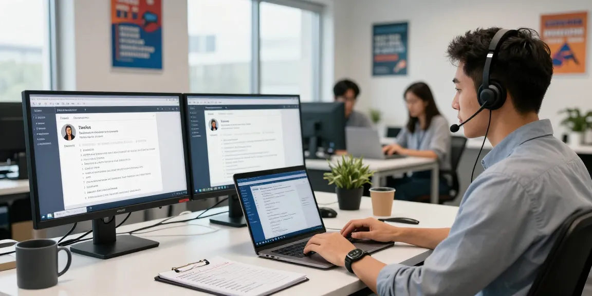 Customer service representative assisting with Telus-Technical-Support queries in a modern office environment.