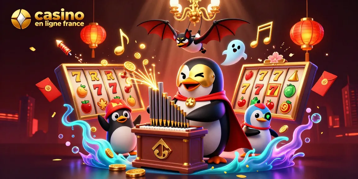 Jouer et gagner aux machines à sous dans un casino en ligne France avec une ambiance vibrante et festive.