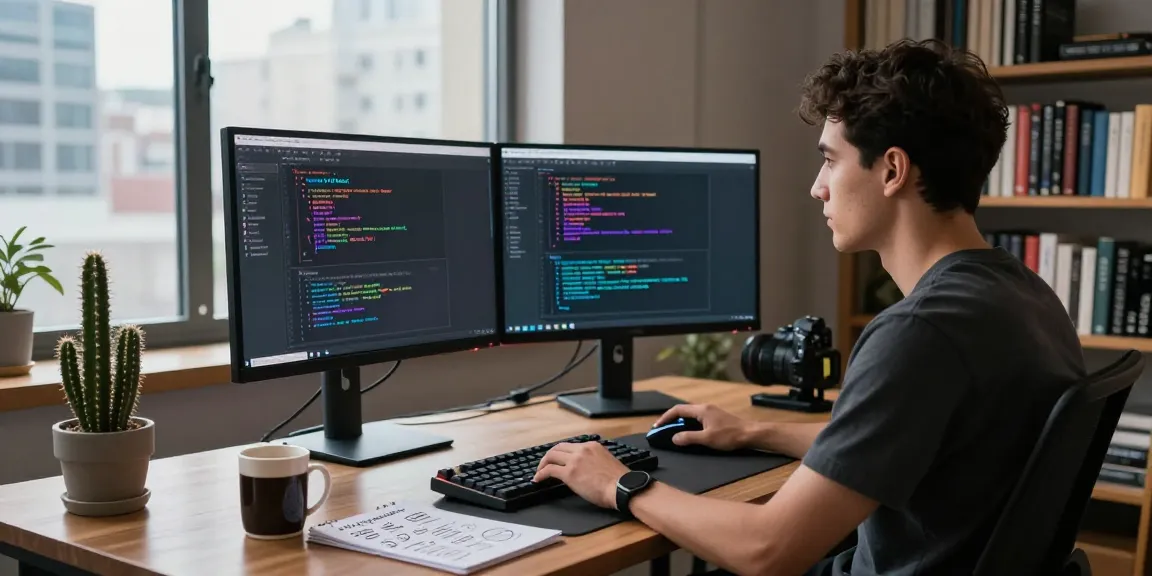 OpenClaw workspace with software engineer coding, showcasing productivity and modern tech.