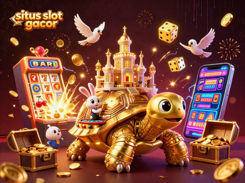 Experience situs slot gacor with a lively 3D digital illustration of unique casino elements.