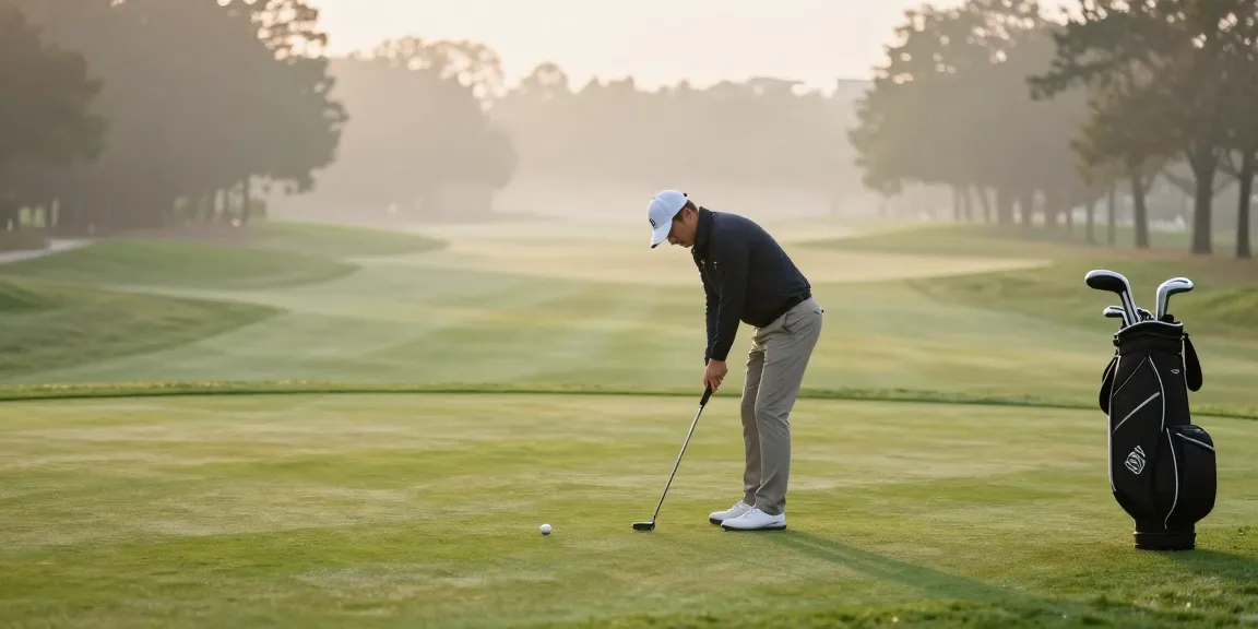 Review putter terbaik di https://puttperfection.com/putter-reviews dengan golfer fokus di lapangan hijau.