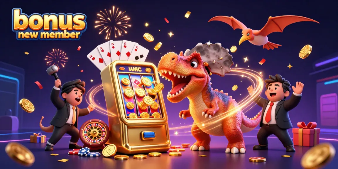 Engaging illustration showing bonus new member with dynamic casino characters and gaming elements