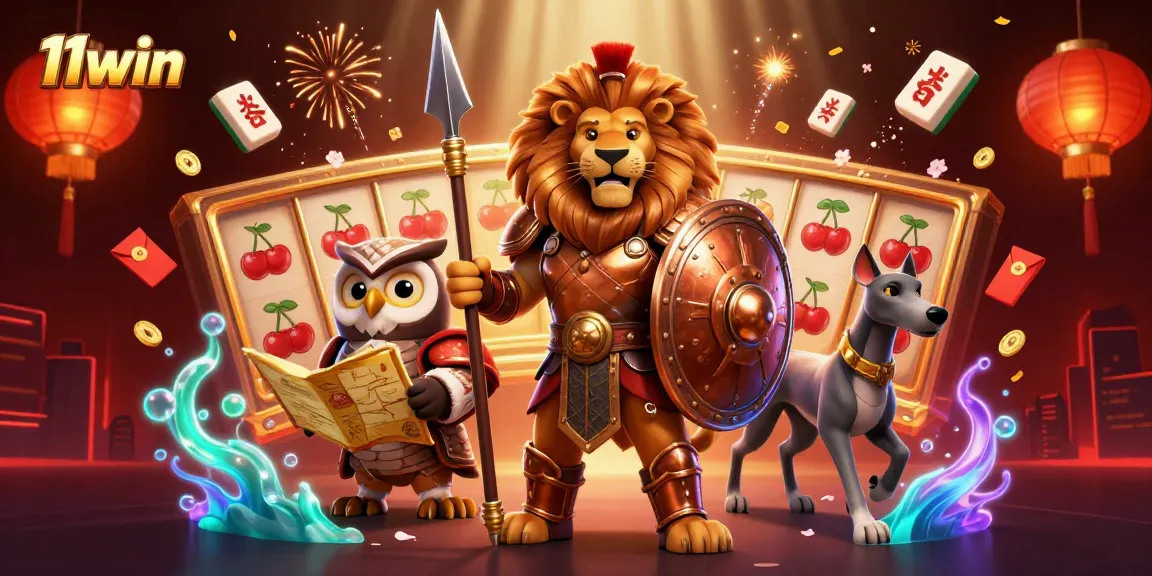 Join the action at 11win with a vivid scene showcasing a Spartan lion and exciting slots!