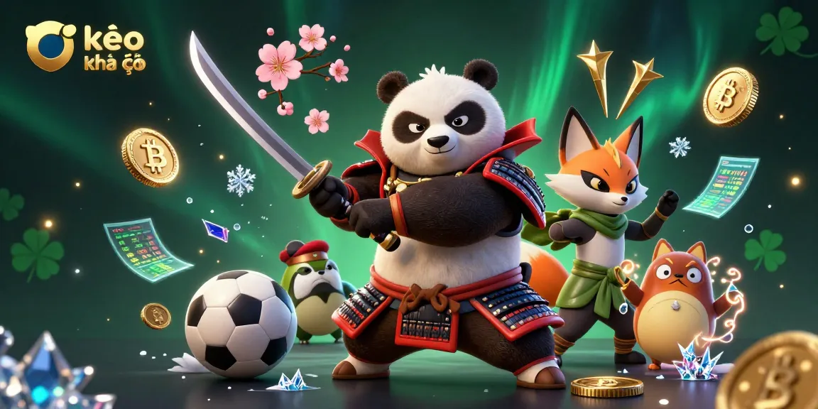 Experience thrilling bets with kèo nhà cái featuring samurai panda and ninja fox in a dynamic scene.