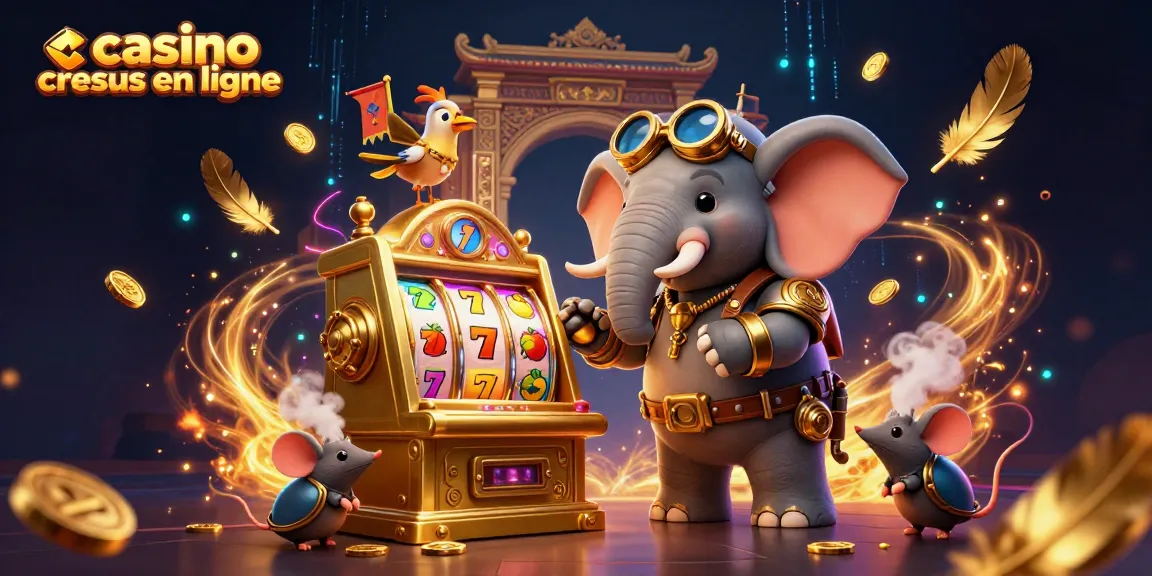 Découvrez un gameplay palpitant au casino cresus en ligne avec notre illustration inspirée steampunk mettant en scène des machines à sous vibrantes et des personnages énergiques.