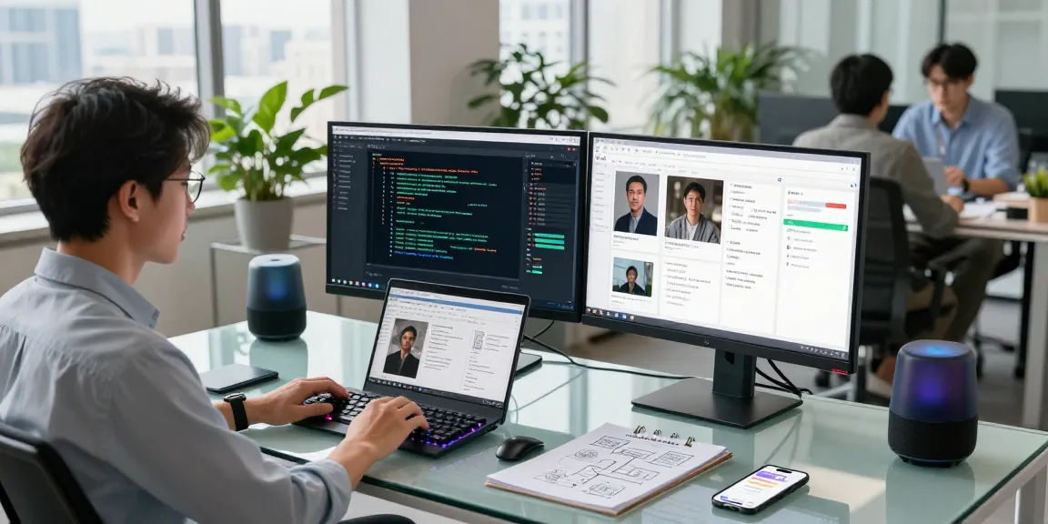 AI image checker dashboard displayed on dual monitors in a modern tech workspace.