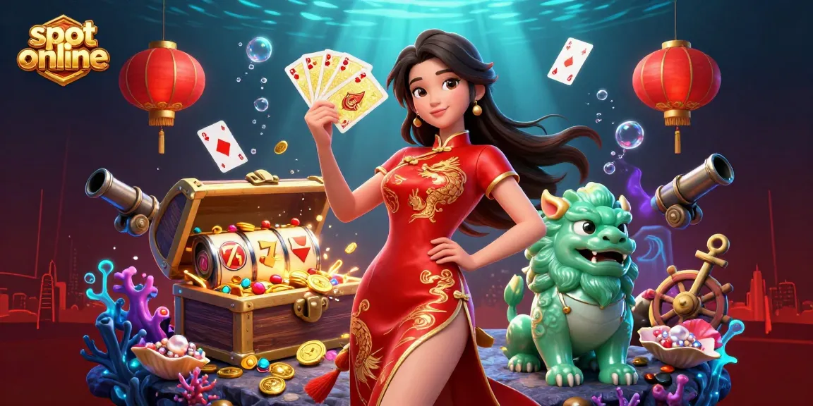 Spin slot online with vibrant 3D characters, golden coins, and dynamic casino elements.