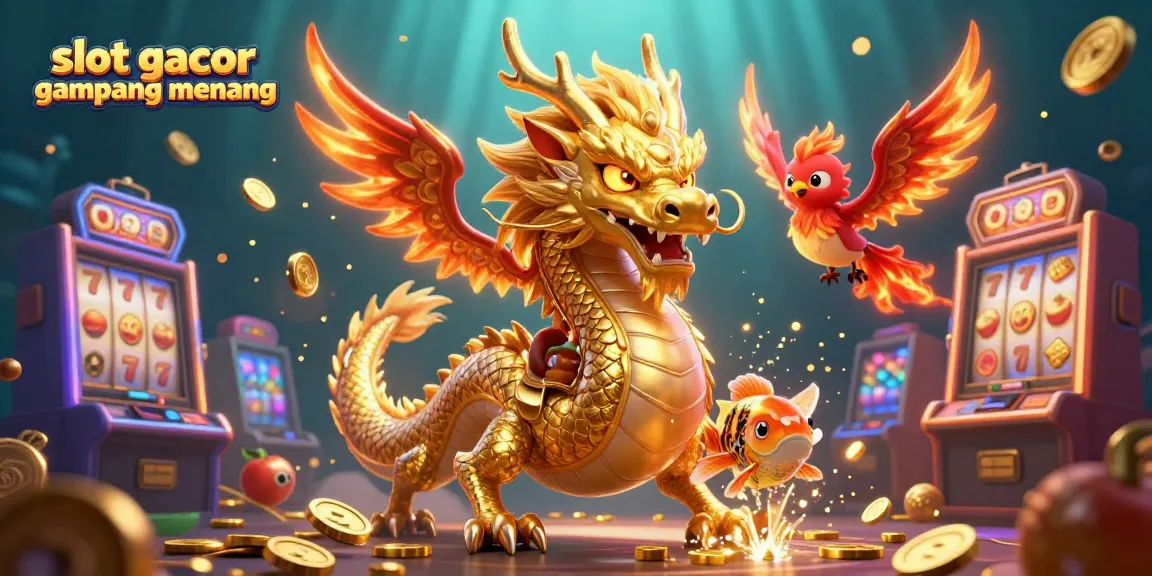 Mainkan slot gacor gampang menang sambil menyaksikan naga emas dan ikan koi beruntung di antara berbagai mesin slot