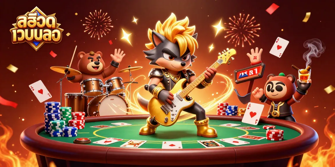 Experience the excitement of สล็อตเว็บตรง with 3D illustration of rock star characters in a casino