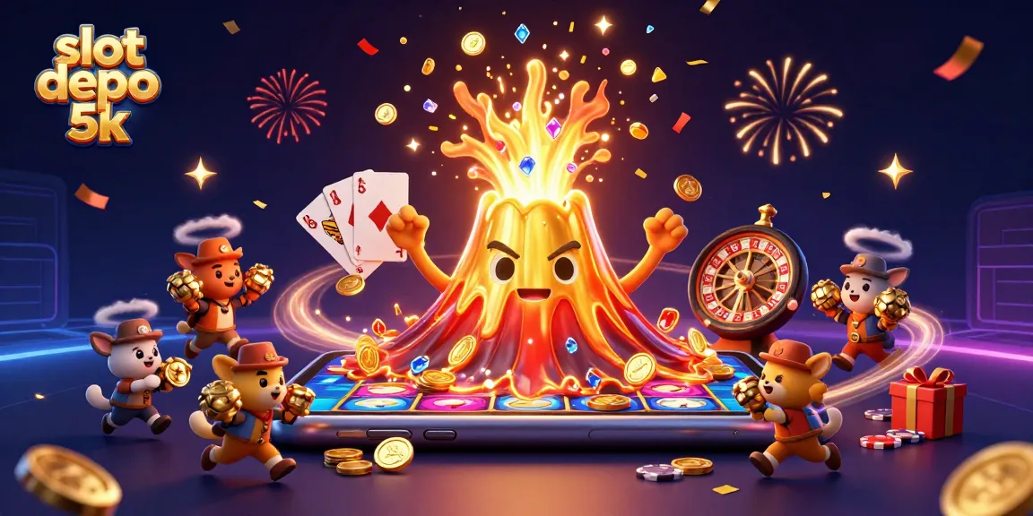 Experience thrilling wins with slot depo 5k as golden treasures erupt in a captivating casino scene.