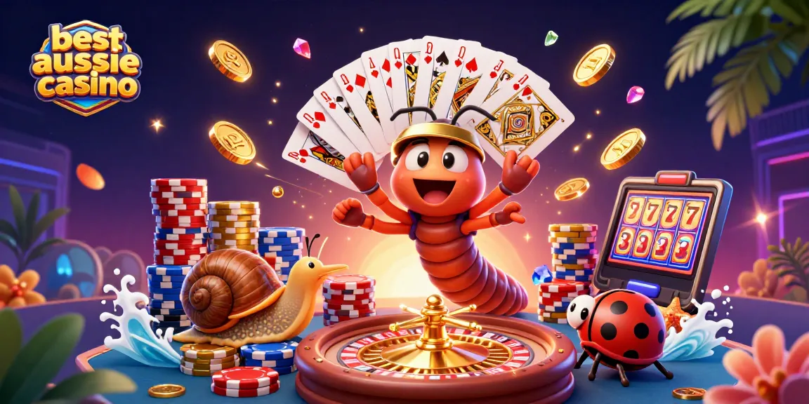 Winning at the best aussie online casino with playful cartoon dealers and vibrant game elements.