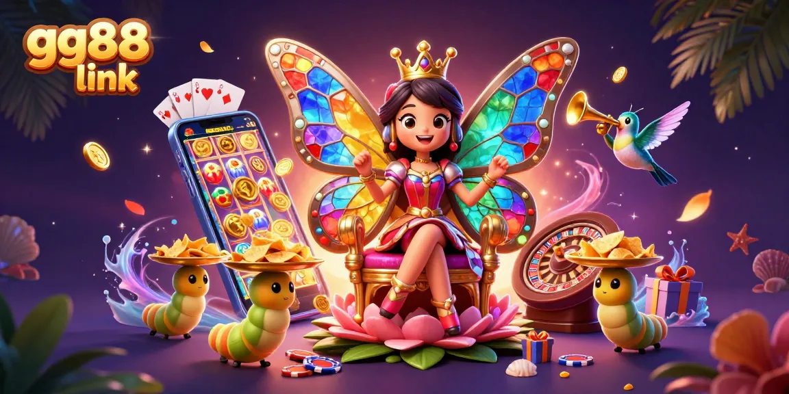 Experience winning strategies at GG88 link with a dynamic 3D casino scene featuring vibrant characters.