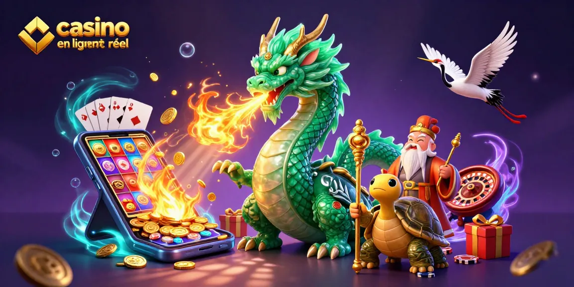 Jouer à un casino en ligne argent réel avec un dragon émeraude et des éléments de jeu dynamique.