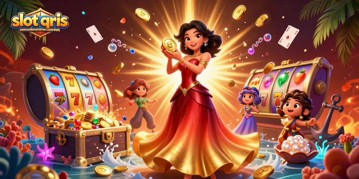 Engage with slot qris merusak kehidupan masyarakat through a vibrant casino-themed digital illustration.