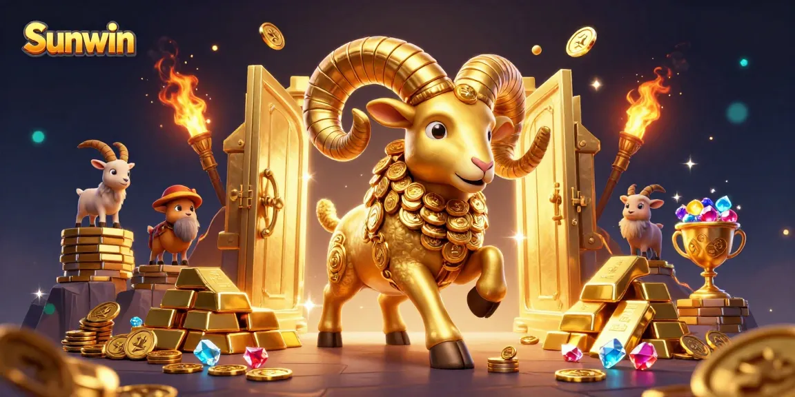 Experience thrilling games at Sunwin with a golden ram charging through a treasure vault.