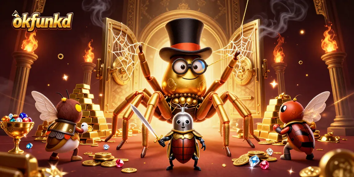 Experience thrilling action at okfunkd with a giant tarantula and a brave knight in a dynamic casino adventure.