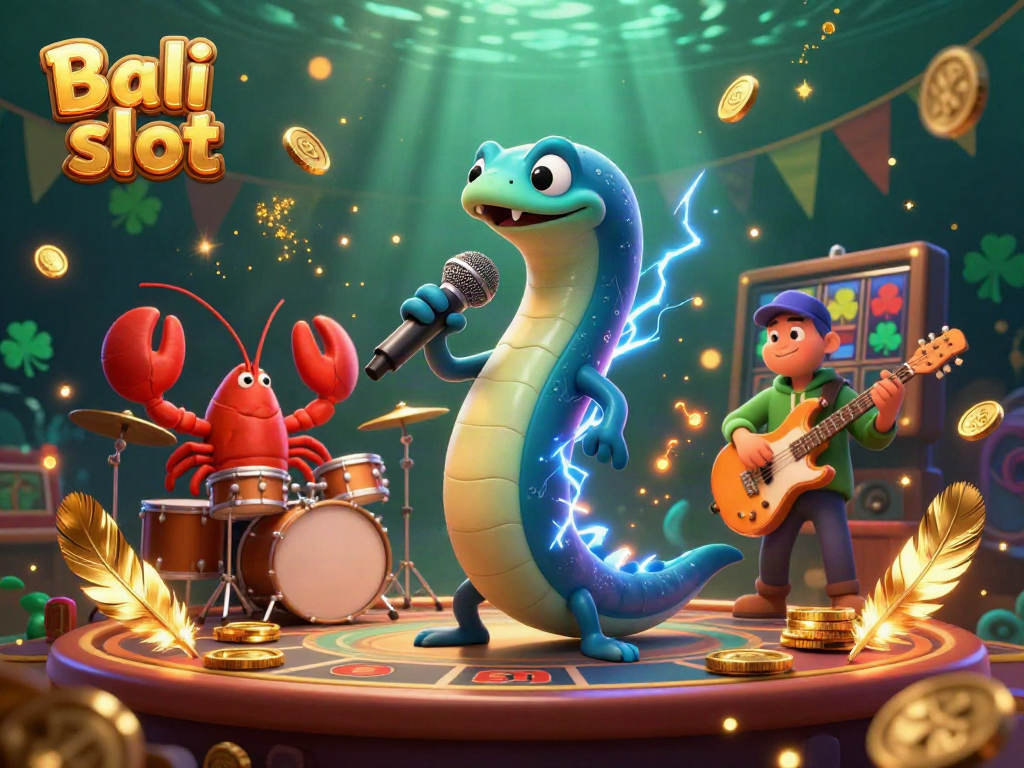 Bali slot showcases an electrifying underwater casino scene with dynamic characters and casino elements.