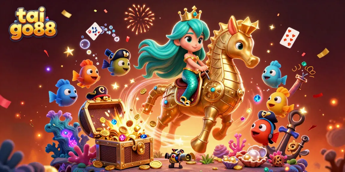 Engage in winning strategies with tai go88's vibrant underwater casino adventure illustration.