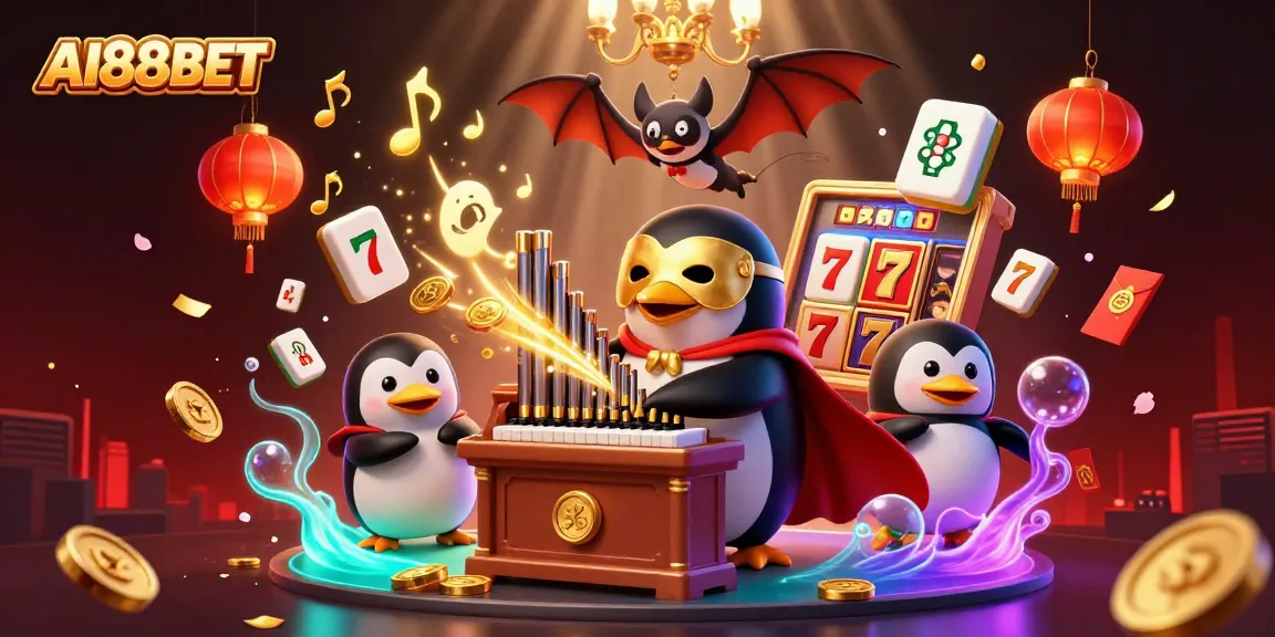 Experience the excitement of AI88BET with golden coins raining from a majestic organ in a vibrant casino.