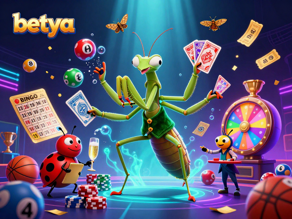 Experience energetic sports betting action with betya's animated characters and colorful game elements.