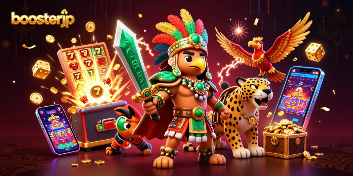 Spin to win with boosterjp on exciting slots, featuring vibrant characters and jackpot themes.