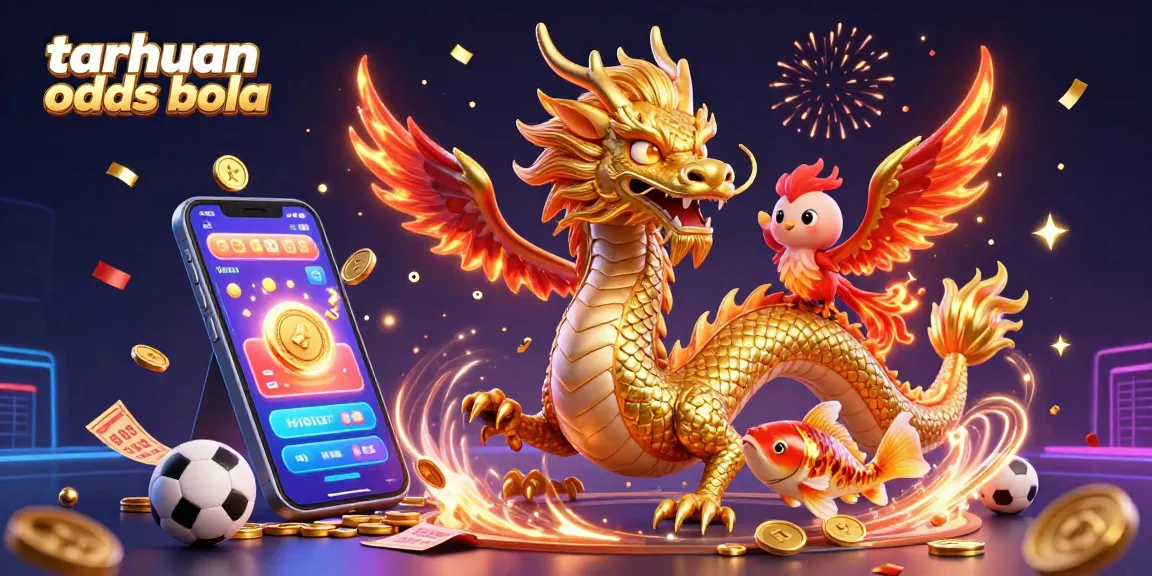 Experience thrilling taruhan odds bola action with vibrant betting scenes featuring a dragon, phoenix, and koi fish.