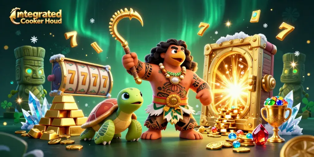 Engage with the thrill of the Integrated Cooker Hood inspired casino scene featuring vibrant characters and sparkling treasures.