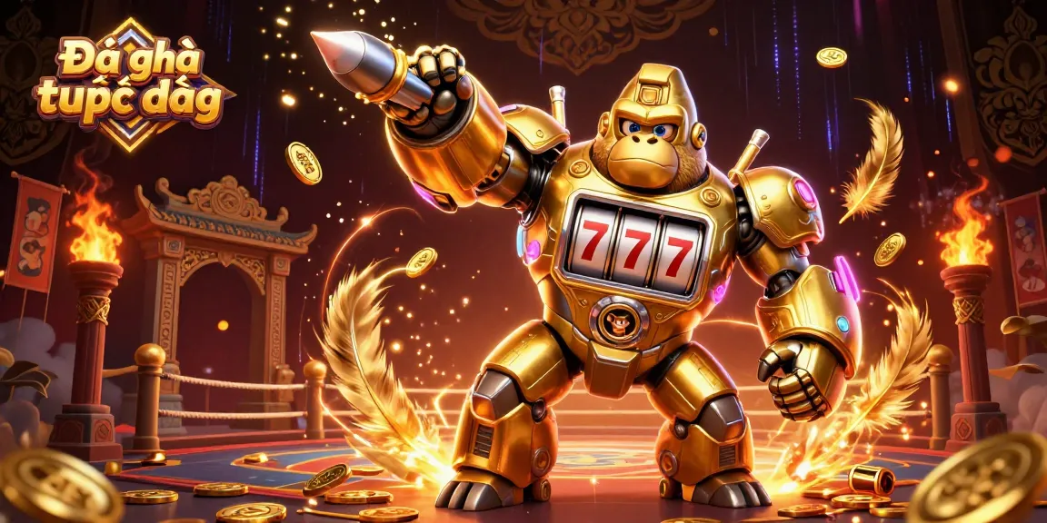Experience Đá gà trực tiếp in an electrifying 3D casino-themed battle scene with mech and explosive elements.