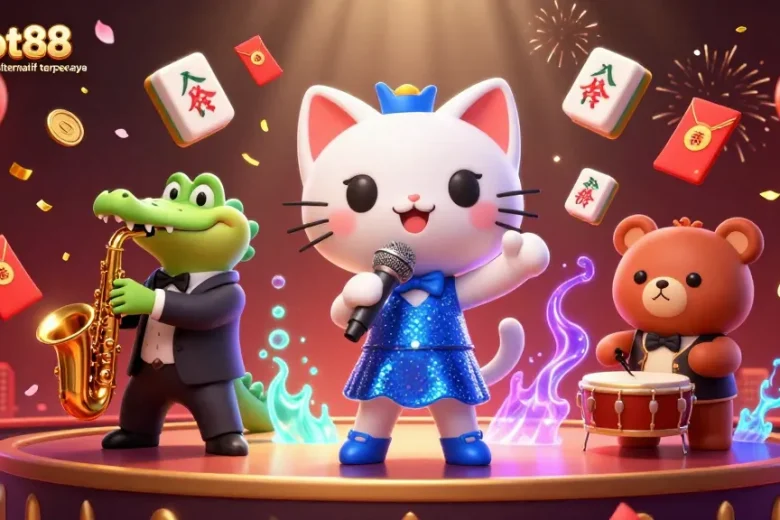 Immerse in thrilling action at bigpot88 link alternatif terpercaya, where animated characters bring luck in a vibrant casino scene.